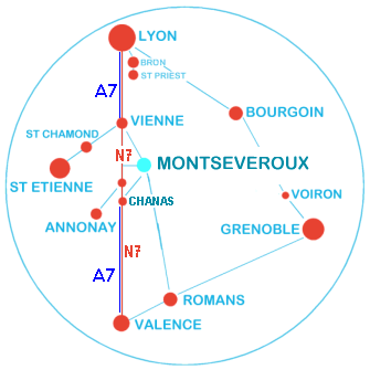 accès à Montseveroux image, plan d'accès au village